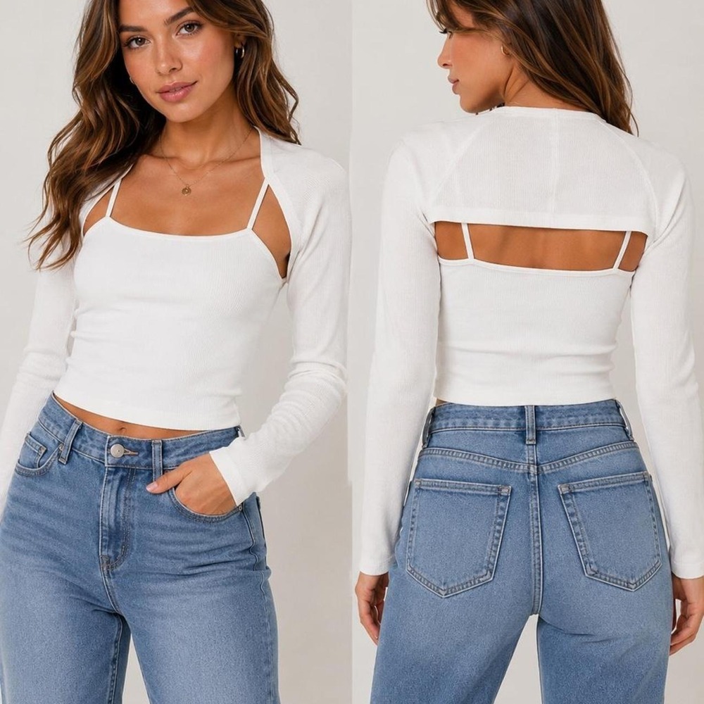 Brand new with tags white cropped bolero shrug top